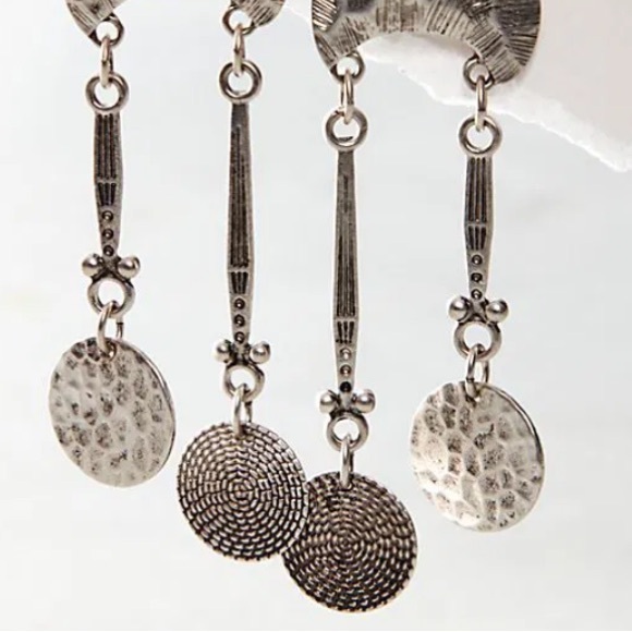 Free People Back To Brooklyn Dangle Silver Tone Boho Earrings - Picture 9 of 12
